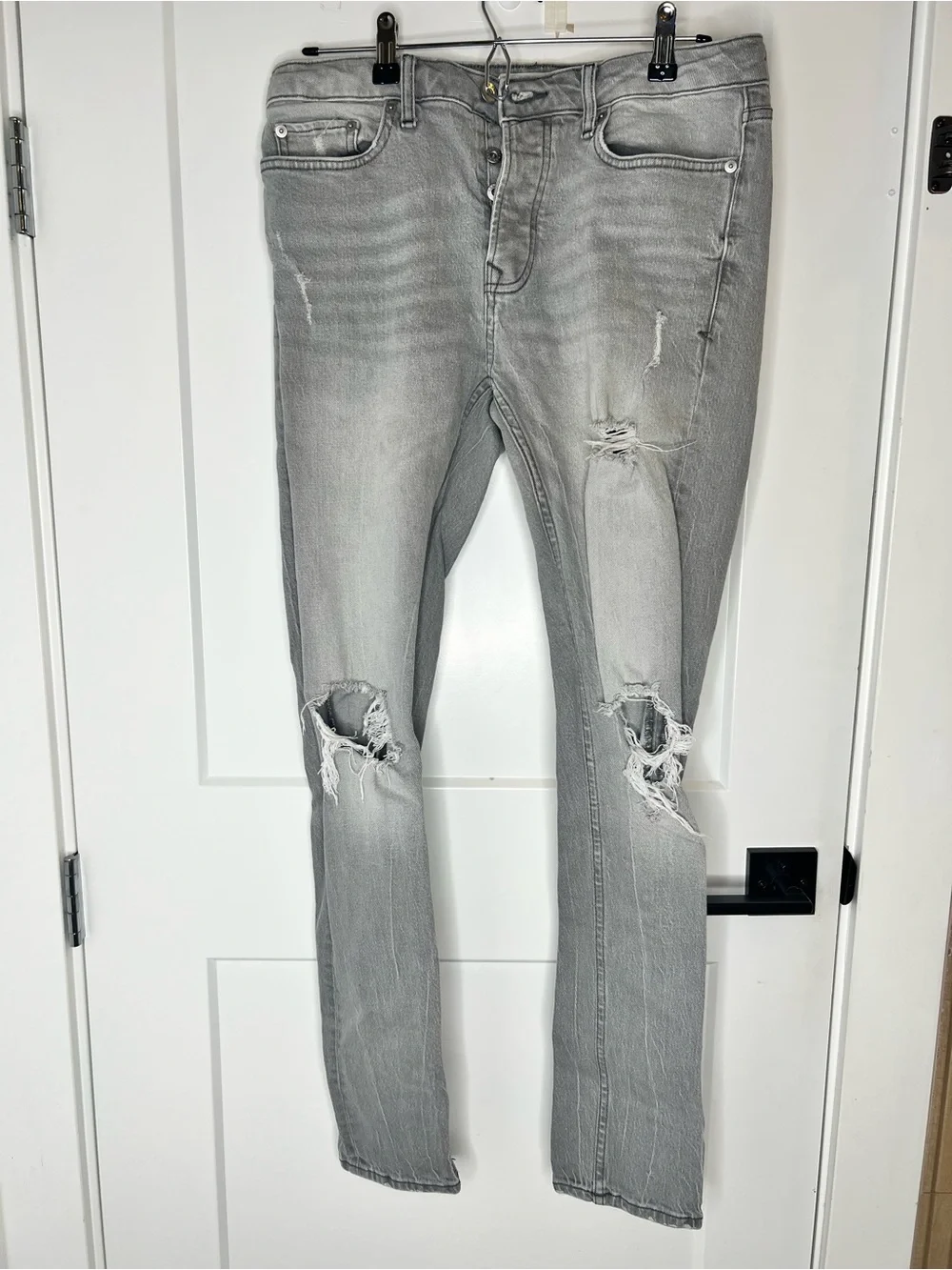 Topman Light Gray Stretch Skinny Jeans